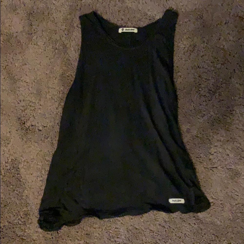Black split back tank top
